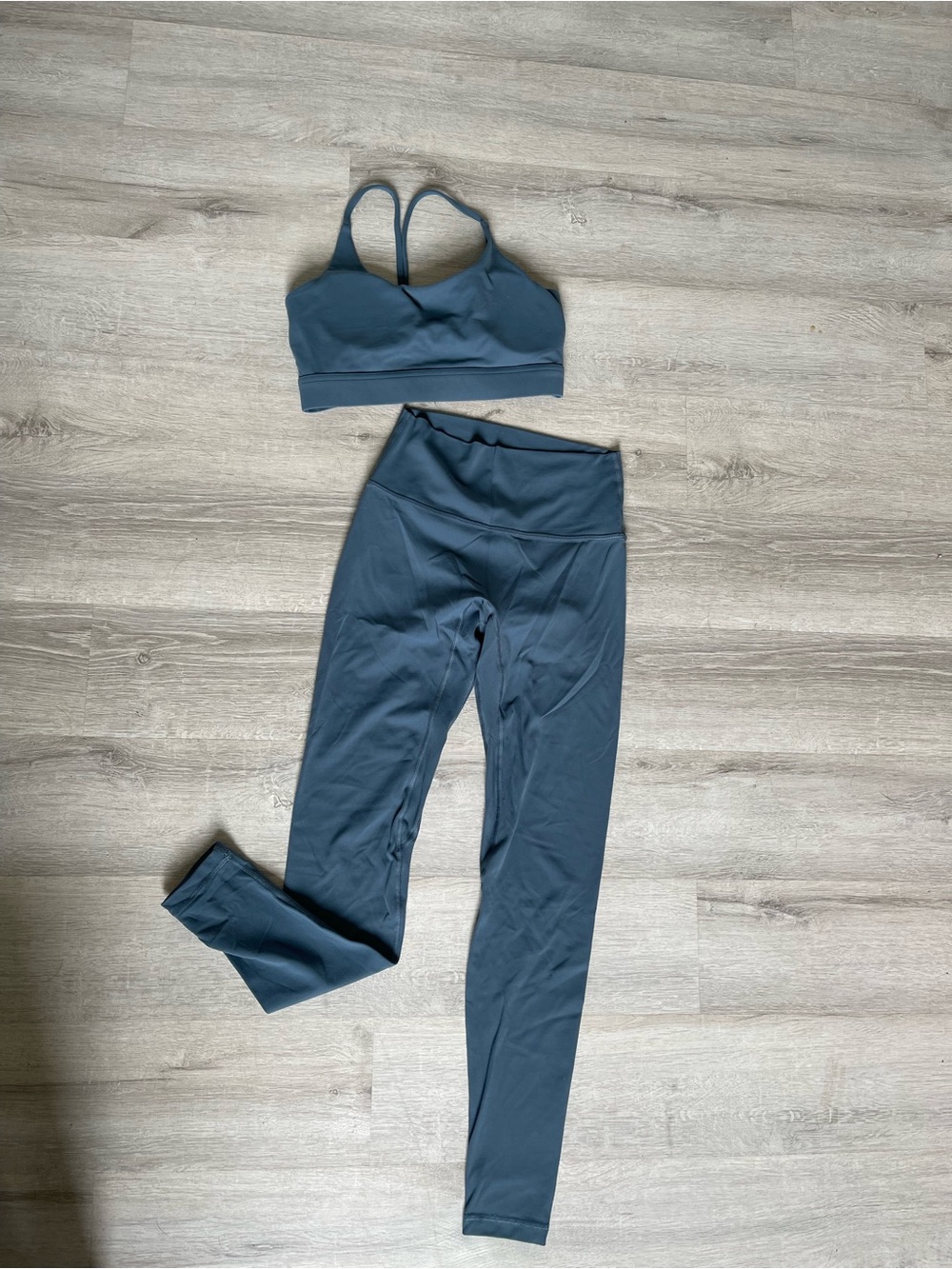 Women's Slate Blue Active Set — Sports Bra & High-Waist Leggings